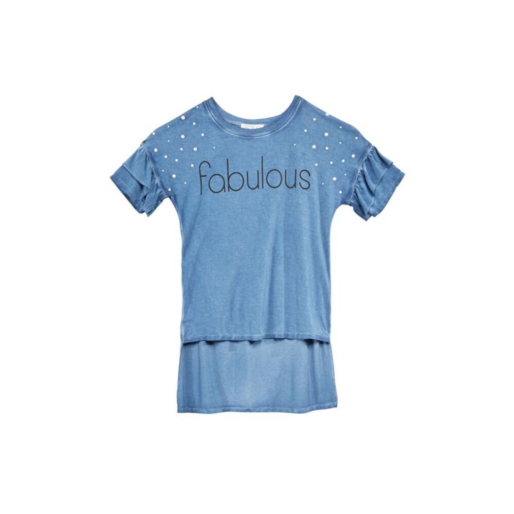 Kandy Kiss Big Girls Pearl Trim High Low Hem T-Shirt